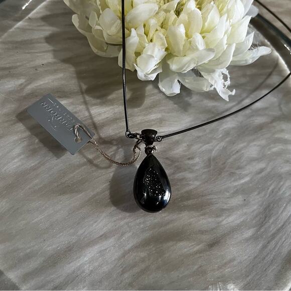 NEW Starborn Jewels Quartz Druzy Dragon Teardrop Sterling Silver Pendant 90s NWT - Picture 5 of 13